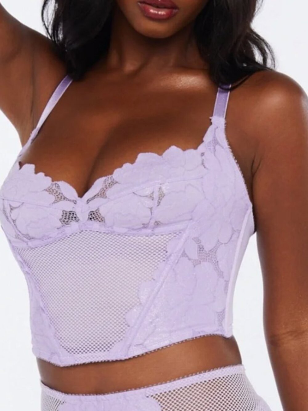 Savage Fenty Floral Glow Lace Bustier (PURPLE STONE LAVENDER) 1X